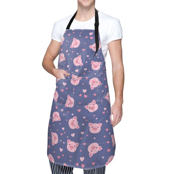 Kdxio Cute Pig Apron with Pockets Adjustable Kitchen Aprons for Men Women Waterproof Aprons for Cooking,Drawing,Crafting, Baking Household Cleaning