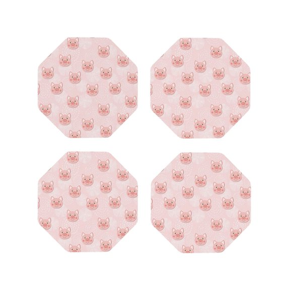 Kdxio Cute Pig Face Funny Coasters,4 Pcs Leather Coasters,Housewarming Gifts,Protect Furniture from Water Marks Scratch and Damage
