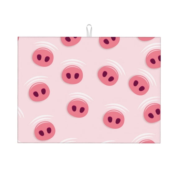 Kdxio Cute Pig Nose for Dish Drying Mat,24*18 inch Absorbent Dish Drainer Kitchen Counter,Large Size Dish Drying Pad for Countertops,Draining Racks
