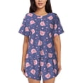 thumbnail image 1 of Kdxio Cute Pig Print Pajamas Sets for Women Short-Sleeved Pjs with Lounge Shorts Two Piece Sleepwear S-4XL, 1 of 1