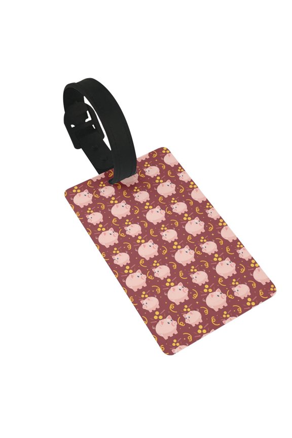 Cute Pig with Coins Luggage Tags Privacy Cover ID Label Suitcase Tags Identifiers For School Bags,Suitcases