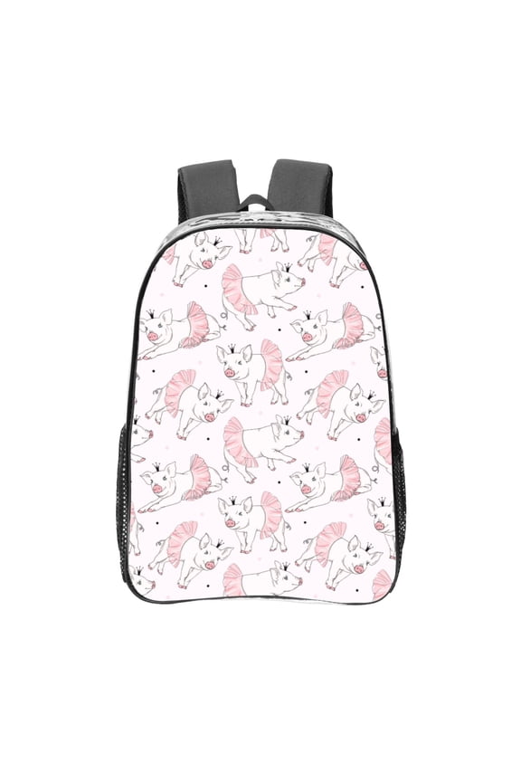 Cute Piggy Ballerina Clear Backpack, Transparent Bookbag for School for Women Men, Capacity Clear Bag for College, Travel