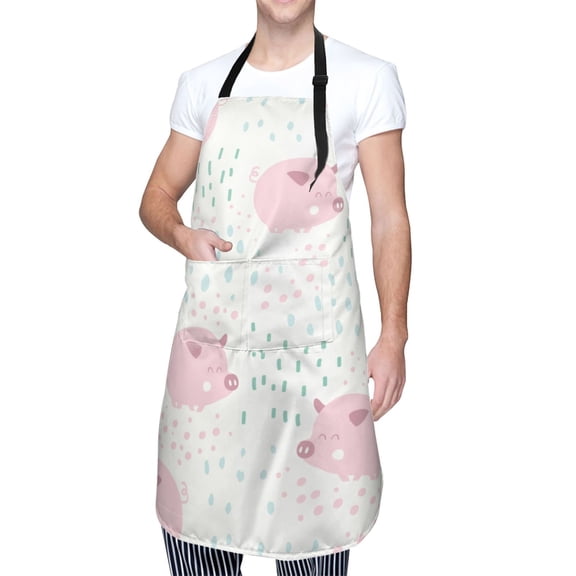 Kdxio Cute Pigs Apron with Pockets Adjustable Kitchen Aprons for Men Women Waterproof Aprons for Cooking,Drawing,Crafting, Baking Household Cleaning