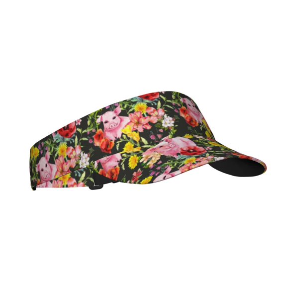 Kdxio Cute Pigs Sunflower Print Sun Visor Hat Golf Visor Adjustable Velcro Outdoor Sports Cap for Men Women