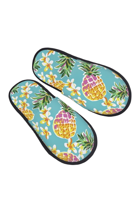 Cute Pineapples Pattern Slippers for Women Memory Foam Fuzzy House Slippers Bedroom Non-slip Warm Womens Slippers