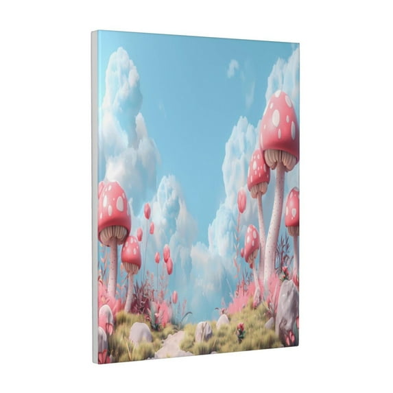 Kdxio Cute Pink Mushrooms Pattern Canvas Wall Art 12x16 Inches - Waterproof HD Print Solid Wood Frame for Living Room & Bathroom,Vertical