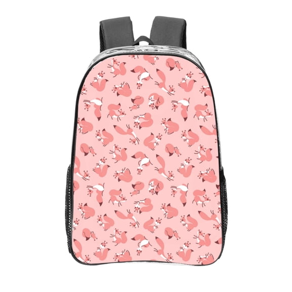 Kdxio Cute Pink Squirrel Clear Backpack, Transparent Bookbag for School for Women Men, Capacity Clear Bag for College, Travel