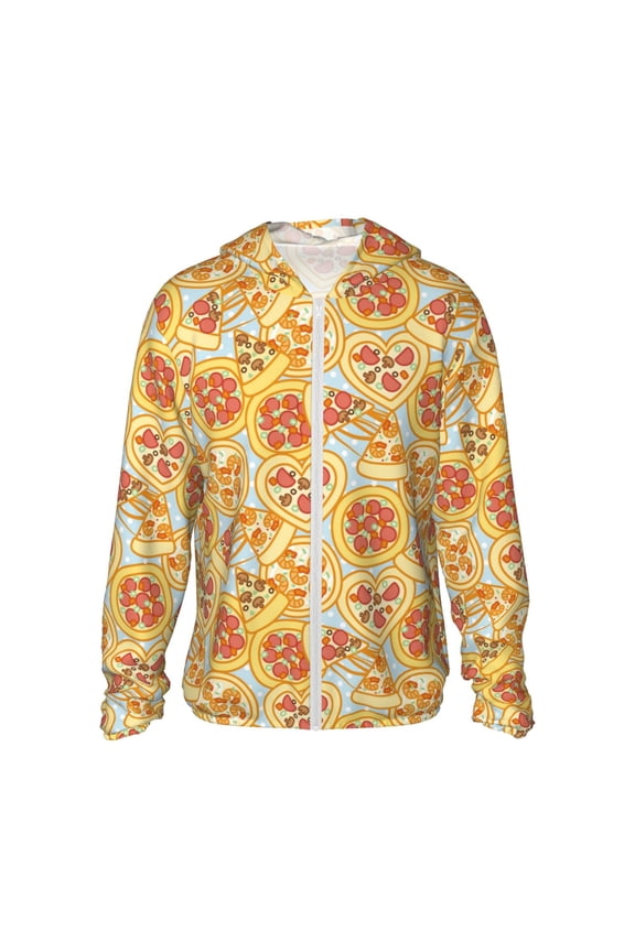 Cute Pizza In Various Print Women Men Sun Protection UPF 50+ Jackets Zip Up Long Sleeve Hoodie Hiking Lightweight with Pockets