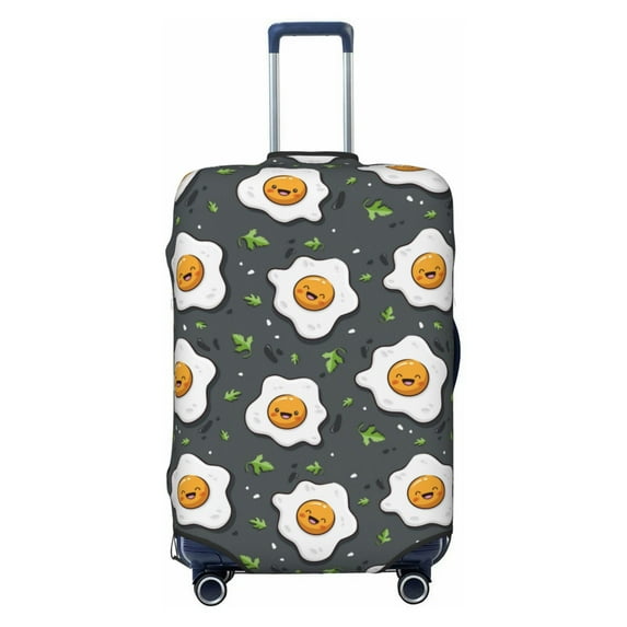 Kdxio Cute Poached Eggs Pattern Luggage Cover for Travel,Elastic and Durable,Fits 18-32 Inch,-No luggage included