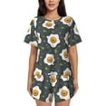 thumbnail image 1 of Kdxio Cute Poached Eggs Print Pajamas Sets for Women Short-Sleeved Pjs with Lounge Shorts Two Piece Sleepwear S-4XL, 1 of 9