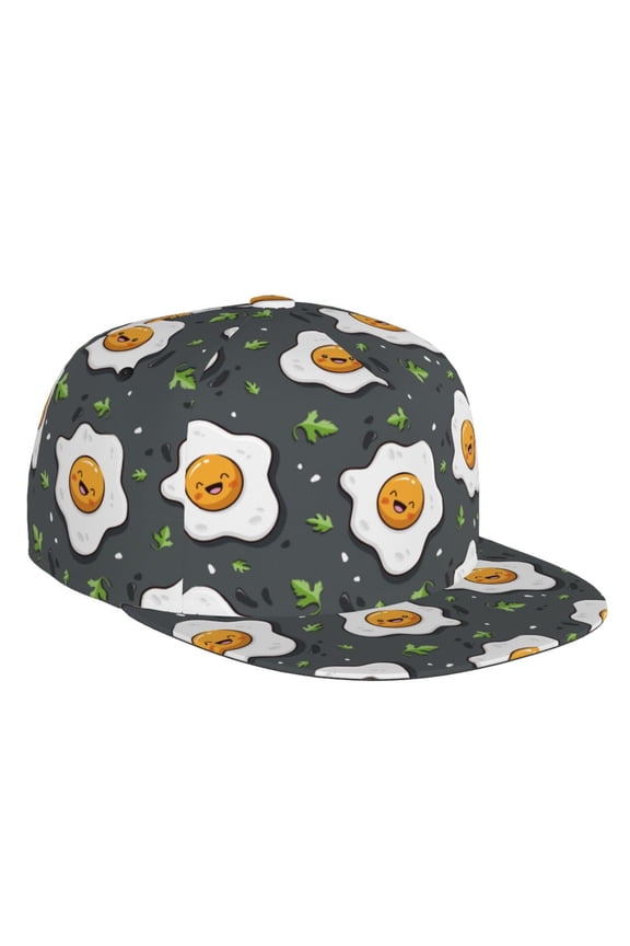 Cute Poached Eggs Print Snapback Hat for Men Women,Adjustable Baseball Cap