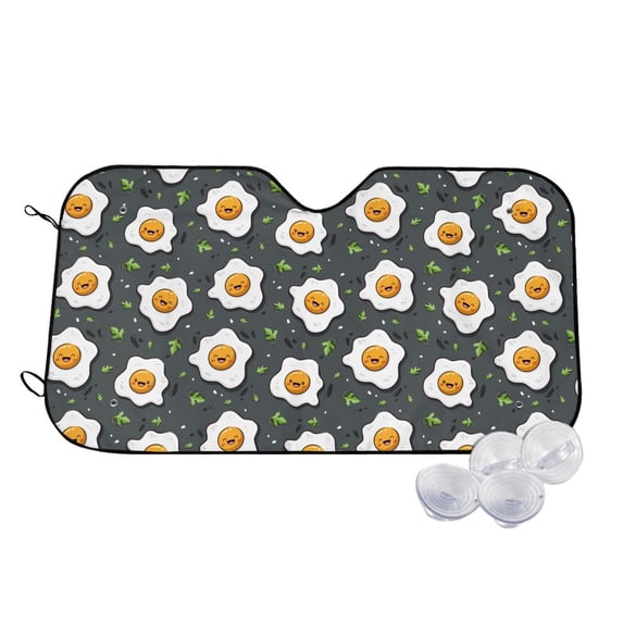 Kdxio Cute Poached Eggs Print Windshield Sun Shade,UV Rays and Sun Heat Protection,Sunshade for Car Windshield,Car Shade Front Windshield -