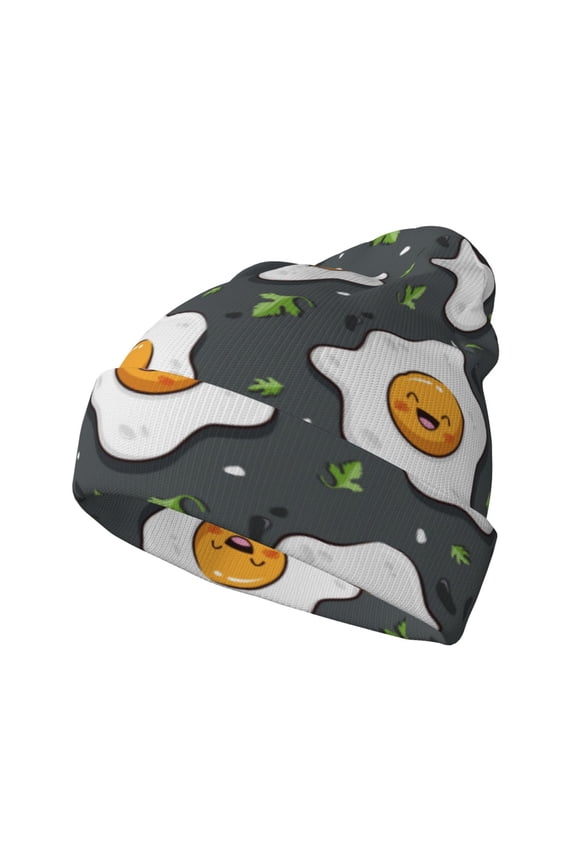 Cute Poached Eggs Winter Beanie for Men Women Beanie Knit Hat Cuffed Cap Beanie Knit Chunky Snow Cap