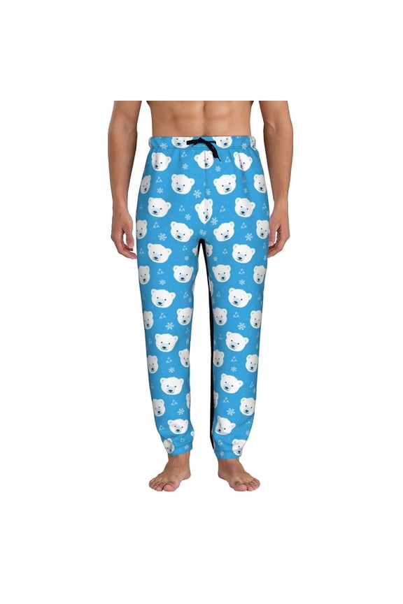 Cute Polar Bear Pattern Joggers,Sweatpants for Men with Pockets-Small