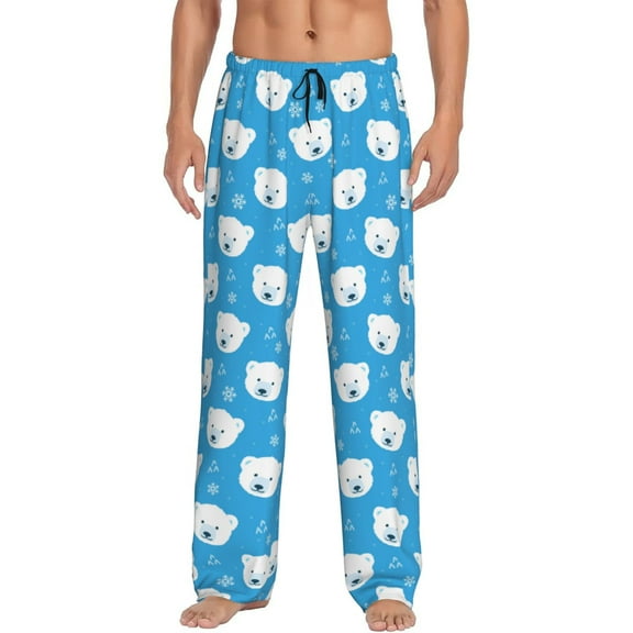 Kdxio Cute Polar Bear Print Men's Sleep Pajama Pant Lounge Pants with Pockets-Medium