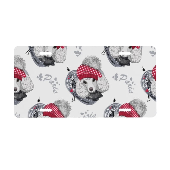 Kdxio Cute Poodle Dog License Plate Car Front License Plate Car Decoration Car Accessories Front Tag Plate Standard Size