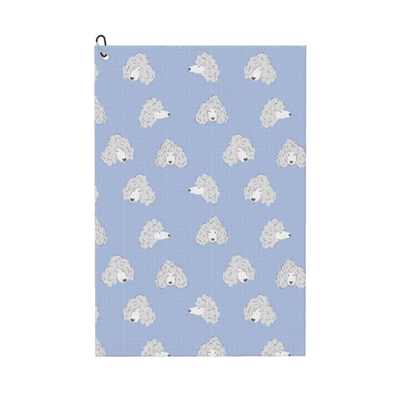 Kdxio Cute Poodle Dog Pattern Golf Towel (24" X 16") with Carabiner Clip - The Convenient Golf Cleaning Towel