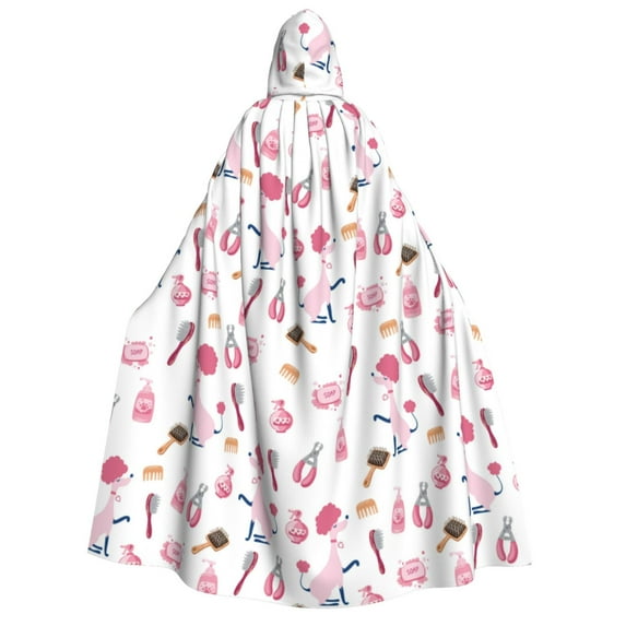 Kdxio Cute Poodle Dog Print Hooded Cloak Unisex Cloak with Hood Halloween Christmas Cape Cosplay Costume