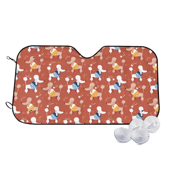 Kdxio Cute Poodle Dog Print Windshield Sun Shade,UV Rays and Sun Heat Protection,Sunshade for Car Windshield,Car Shade Front Windshield - Small
