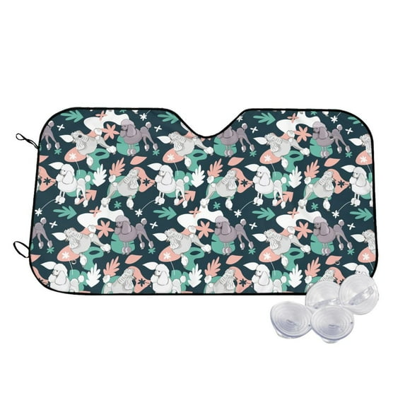 Kdxio Cute Poodle Dog Print Windshield Sun Shade,UV Rays and Sun Heat Protection,Sunshade for Car Windshield,Car Shade Front Windshield - Small