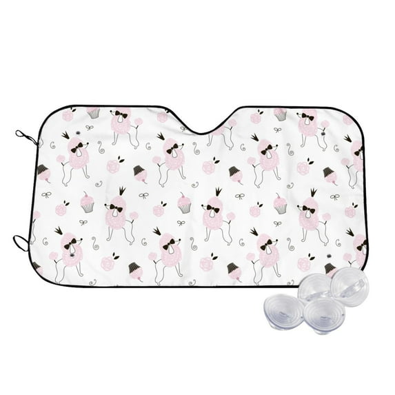 Kdxio Cute Poodle Dog Print Windshield Sun Shade,UV Rays and Sun Heat Protection,Sunshade for Car Windshield,Car Shade Front Windshield - Small
