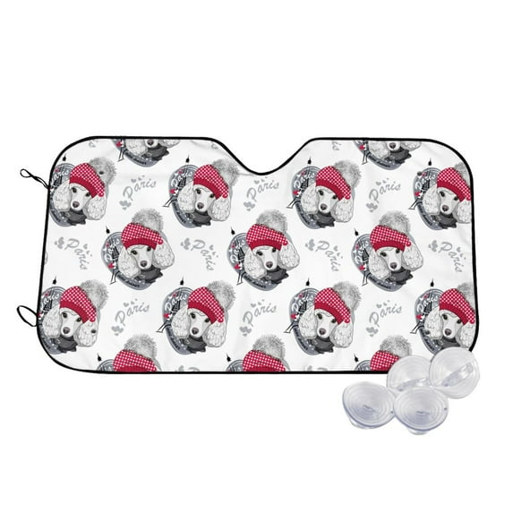 Kdxio Cute Poodle Dog Print Windshield Sun Shade,UV Rays and Sun Heat Protection,Sunshade for Car Windshield,Car Shade Front Windshield -