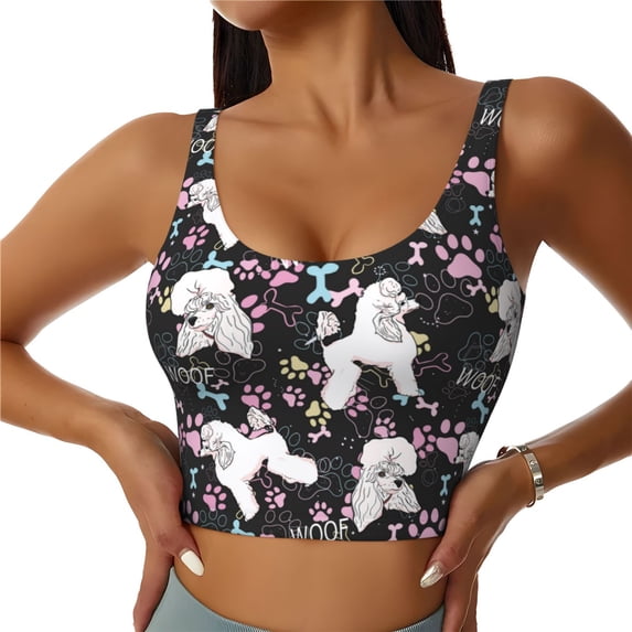 Kdxio Cute Poodle Dog Print Workout Crop Tank Top for Women Racerback Yoga Tank Tops Athletic Sports Shirts Exercise Undershirts