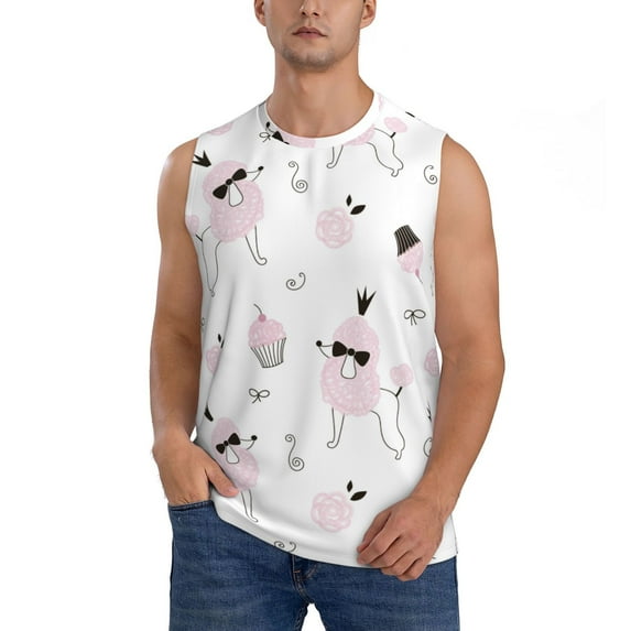 Kdxio Cute Poodle Dog for Men's Muscle T-shirt,Sleeveless for Workout Running Athletic Gym Lounge Casual