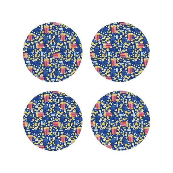 Kdxio Cute Popcorn Funny Coasters,4 Pcs Leather Coasters,Housewarming Gifts,Protect Furniture from Water Marks Scratch and Damage