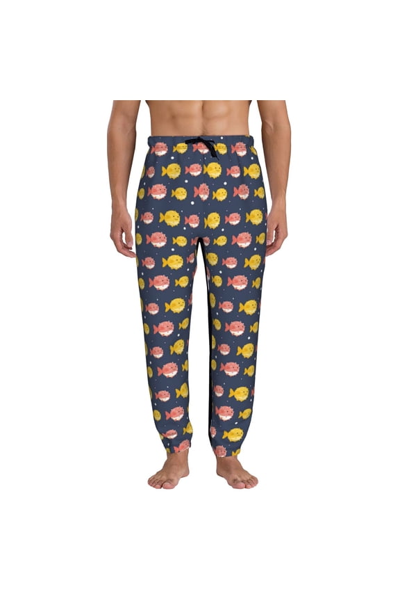 Cute Puffer Fish Pattern Joggers,Sweatpants for Men with Pockets-3X-Large