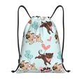 thumbnail image 1 of Kdxio Cute Pug Dogs Print Drawstring Backpack Bag,Waterproof Draw String Back Sack, Gym Drawstring Bags Swim Bag For Unisex, 1 of 9