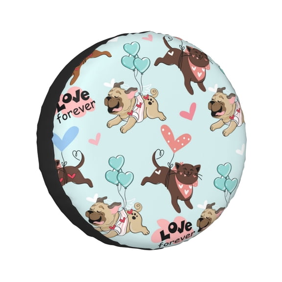 Kdxio Cute Pug Dogs for Tire Cover Wheel Protectors Tyre Covers Weatherproof Wheel Covers Universal Fit for Trailer Rv SUV Truck Camper Travel Trailers 14 inch