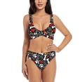 thumbnail image 1 of Kdxio Cute Puppy Footprints Print Women's 2 Piece High Waisted Wrap Spaghetti Strap Summer Swimsuit Bikini Set-X-Large, 1 of 7