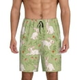 thumbnail image 1 of Kdxio Cute Rabbit And Flower Print Mens Sleep Shorts Bottoms Soft Comfy Pajama Wear Pants with Drawstring Pockets, 1 of 7