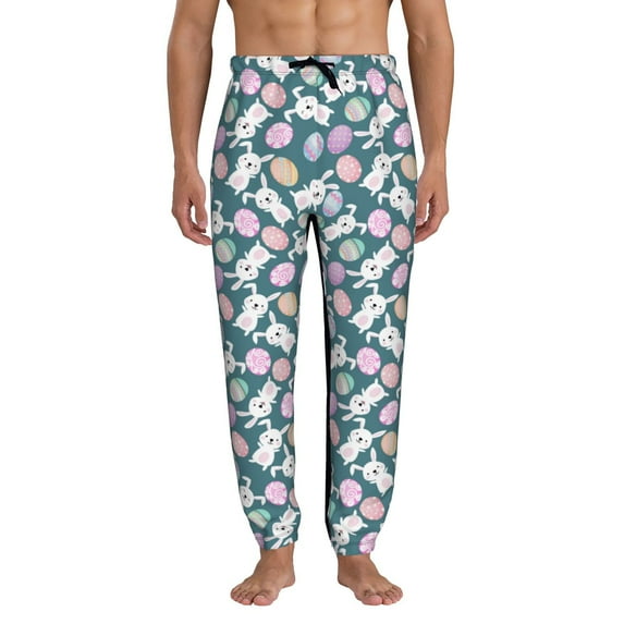 Kdxio Cute Rabbit Easter Pattern Joggers,Sweatpants for Men with Pockets-X-Large