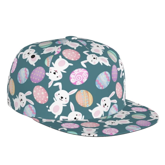 Kdxio Cute Rabbit Easter Print Snapback Hat for Men Women,Adjustable Baseball Cap