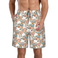 thumbnail image 1 of Kdxio Cute Rabbit Floral Pattern Mens Casual Shorts - Drawstring Summer Beach Sports Shorts for Men, 1 of 9