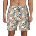 thumbnail image 1 of Kdxio Cute Rabbit Floral Print Men's Swim Trunks with Compression Liner 7 Inch Inseam Quick Dry Swim Shorts, 1 of 7