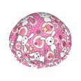 thumbnail image 1 of Kdxio Cute Rabbit Print Shower Cap for Women,Elastic and Reusable,Double Waterproof Layers Bathing Hat, 1 of 9