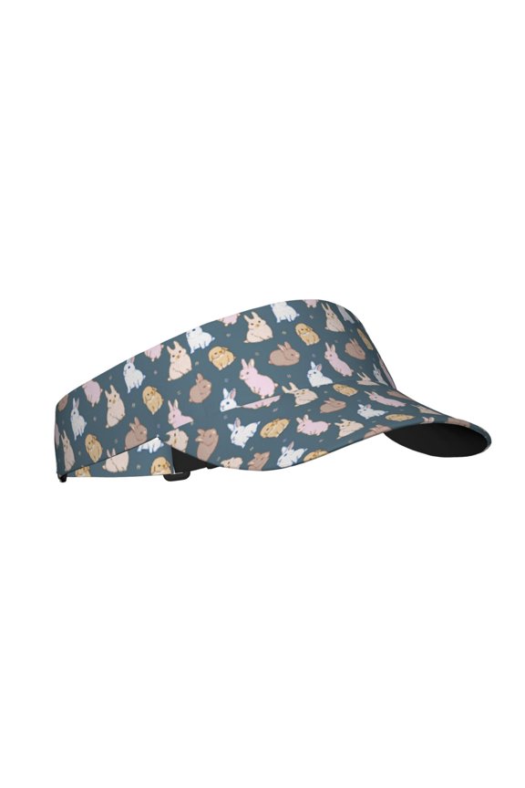 Cute Rabbit Print Sun Visor Hat Golf Visor Adjustable Velcro Outdoor Sports Cap for Men Women