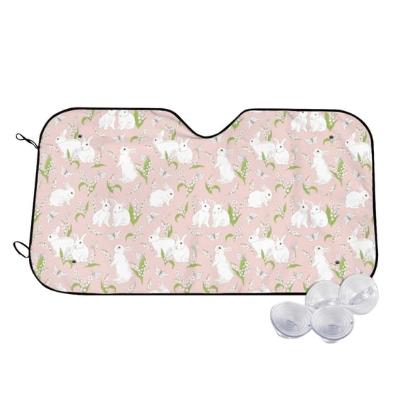 Kdxio Rabbit Print Windshield Sun Shade,UV Rays and Sun Heat Protection,Sunshade for Car Windshield,Car Shade Front Windshield - Medium