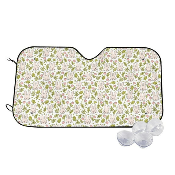 Kdxio Cute Rabbit Print Windshield Sun Shade,UV Rays and Sun Heat Protection,Sunshade for Car Windshield,Car Shade Front Windshield - Small