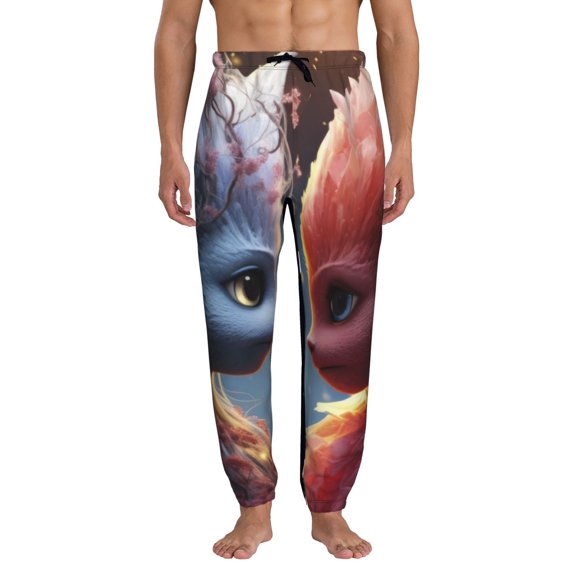 Kdxio Cute Red And White Elf Pattern Joggers,Sweatpants for Men with Pockets-Small