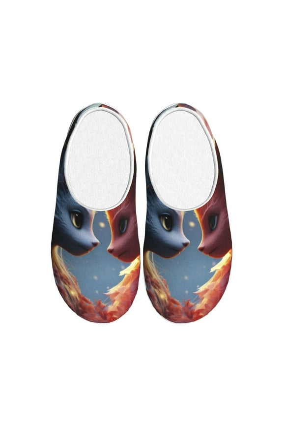 Cute Red And White Elf Women's Men's Slippers Plush Slip-On House Slipper for Winter Indoor Soft Cushion Non-slip Fluffy Slides Slippers-13