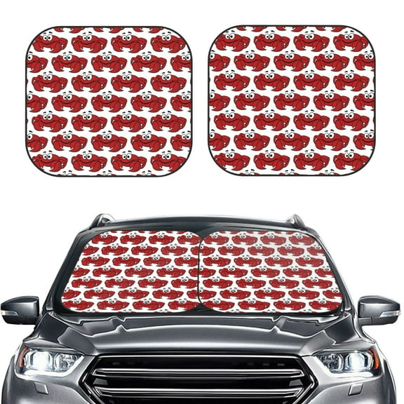 Kdxio Cute Red Crab Print 2-Piece Sun Shade Front Windshield - Foldable Car Front Window Sunshades for Most Sedans SUV Truck