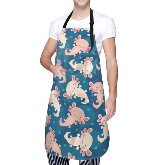 Kdxio Cute Salamander Apron with Pockets Adjustable Kitchen Aprons for Men Women Waterproof Aprons for Cooking,Drawing,Crafting, Baking Household Cleaning