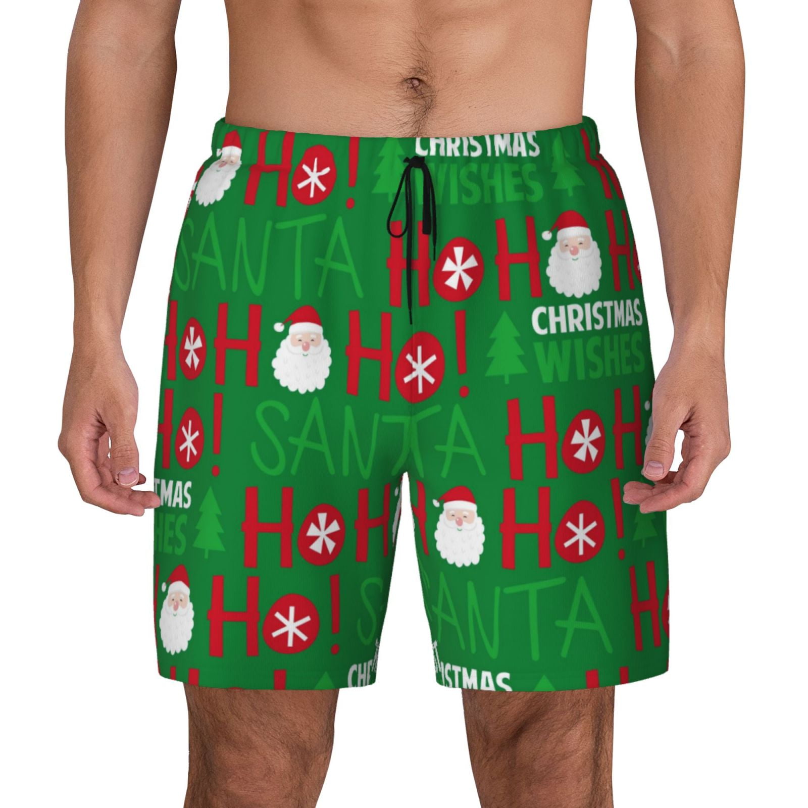 オーキディープリントショートカフタン Kdxio Cute Santa And Ho Ho Ho Print Men'S Swim Trunks With