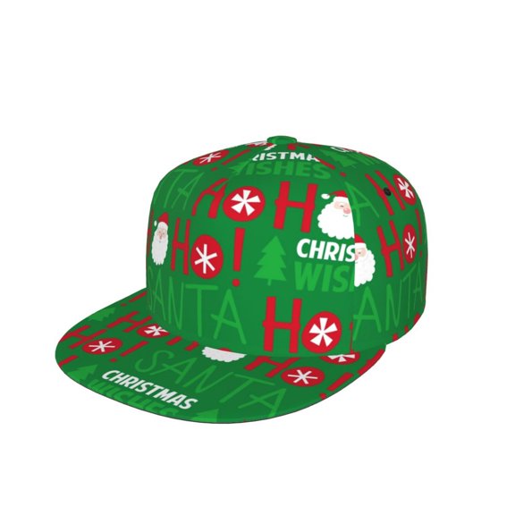 Kdxio Cute Santa And Ho Ho Ho Print Snapback Hat for Men Women,Adjustable Baseball Cap