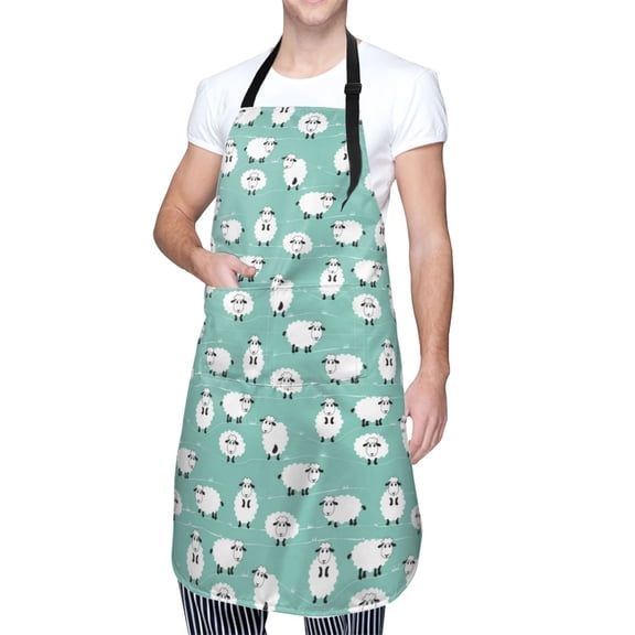 Kdxio Cute Sheeps Apron with Pockets Adjustable Kitchen Aprons for Men Women Waterproof Aprons for Cooking,Drawing,Crafting, Baking Household Cleaning