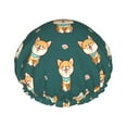 thumbnail image 1 of Kdxio Cute Shiba Print Shower Cap for Women,Elastic and Reusable,Double Waterproof Layers Bathing Hat, 1 of 9